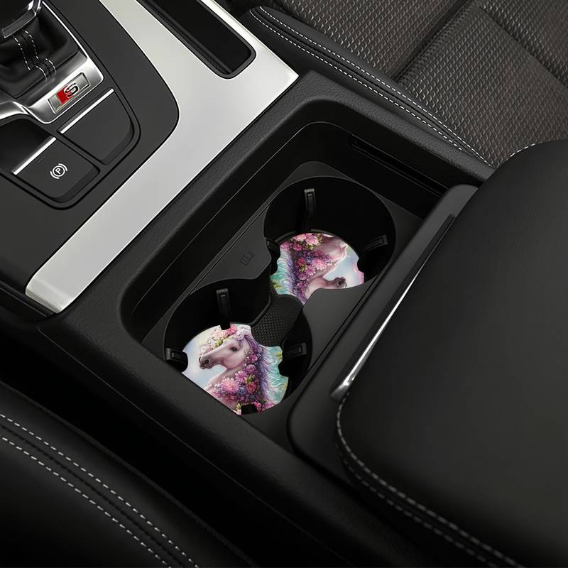 Horse Pattern Cup Coasters For Car Suv Truck Holder Coasters, Car Interior  Accessories, Car Coasters Anti Slip Cup Pads With A Finger Notch - Temu